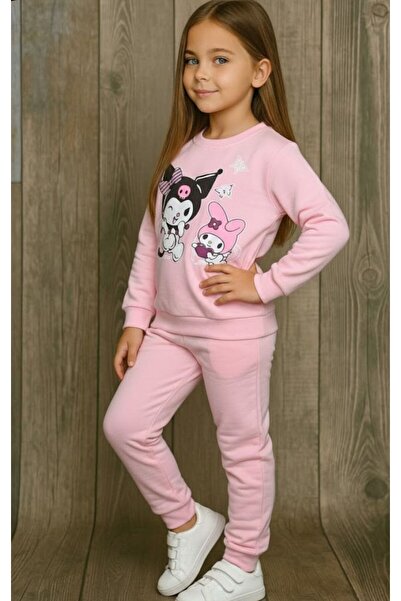 KOKOŞ BEBEK Kromi Girl's Fleece-Lined Tracksuit Set - 3/9 Years Old - 31554