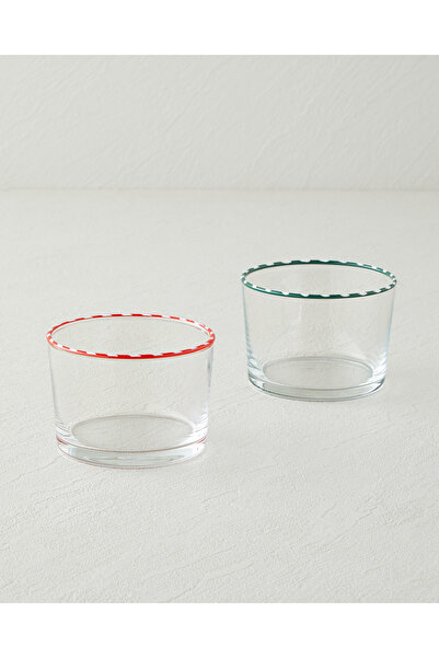 English Home Candy Cane Stripe Glass Snack Bowl 8.5 cm Red