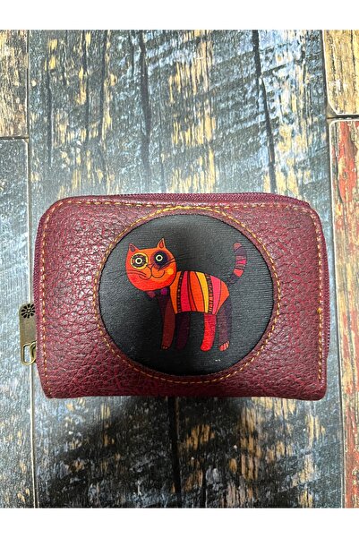 Street Bag Cat Authentic Patterned Wallet with Card Holder and Coin Compartment, Convenient Wallet