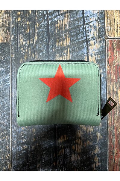 Street Bag Star Green Authentic Patterned Wallet with Card Holder and Coin Compartment