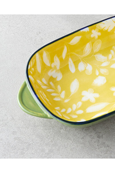 English Home Plantopia Porcelain Boat Plate 22X12 cm Yellow-Green