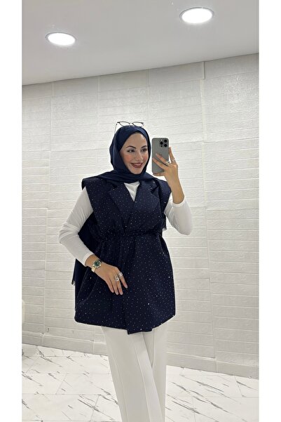 İlaydaalgül ASTARLI YAKALI TAŞLI PULLU TESETTÜR YELEK