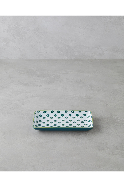 English Home Plantopia Porcelain Boat Plate 17X10 cm White - Green