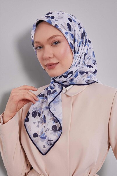 Levidor Μαλακό κασκόλ με μοτίβο λουλουδιών σε μπλε ναυτικό