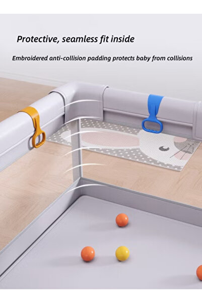 Generic Foldable baby playpen, non-slip base, soft breathable mesh, size 150x180 cm