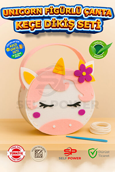 Self Power UNICORN FİĞÜRLÜ KEÇE ÇANTA DİKİŞ SETİ
