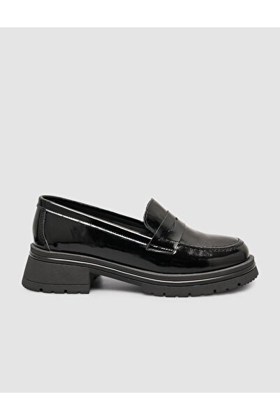 Cabani Genuine Patent Leather Black Women's Loafer Shoes