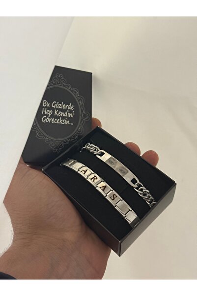 Çelik Göz Baskılı Ve Harf İşlemeli Bileklik Set - En Güzel Hediye