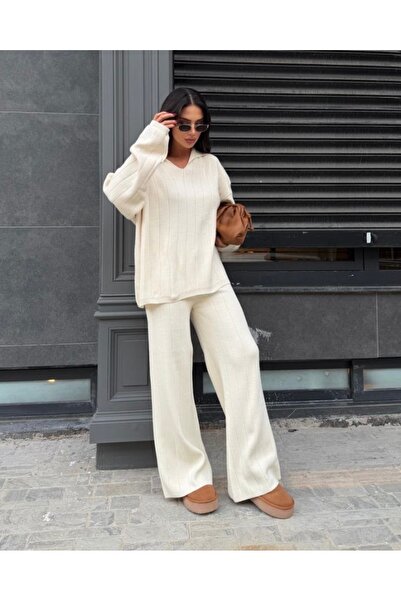 CLB COLLECTION طقم تريكو شتوي قصة فضفاضة للسيدات، مقاس قياسي، مريح