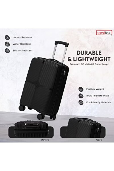 TRAVEL LİNE 3-Piece Hardside Polypropylene Luggage Set with 8 Spinner Wheels and TSA Lock
