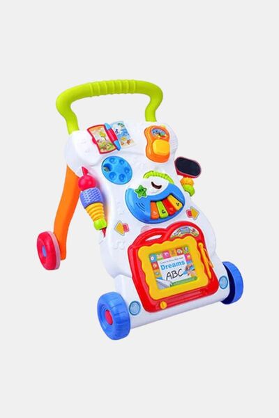Generic A multi-colored, multi-purpose walker for writing, drawing, and music in various styles for children.