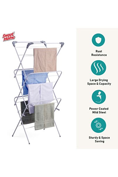Sweet Home 3-Tier Compact Portable Indoor Drying Rack - Large Capacity