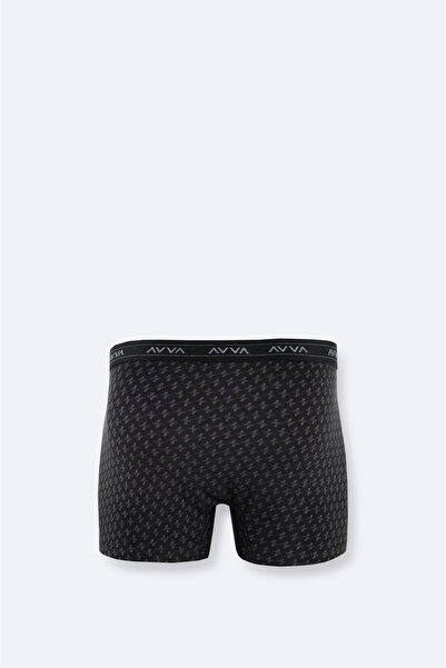Avva Men's Black Patterned Cotton Single Boxer A52Y9514