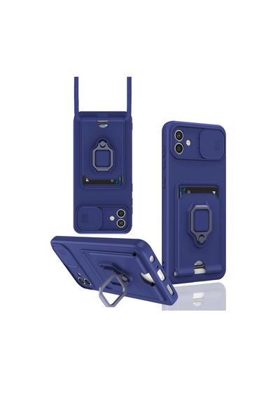 Ardan Home حافظة سامسونج جالاكسي A06 من السيليكون مع حلقة زيما لبطاقة العمل - أزرق داكن