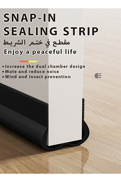 Generic 1Pc Door Draft Stopper 93CM Weather Stripping Door Seal PVC Seal Strip Seal Blocker (Black)