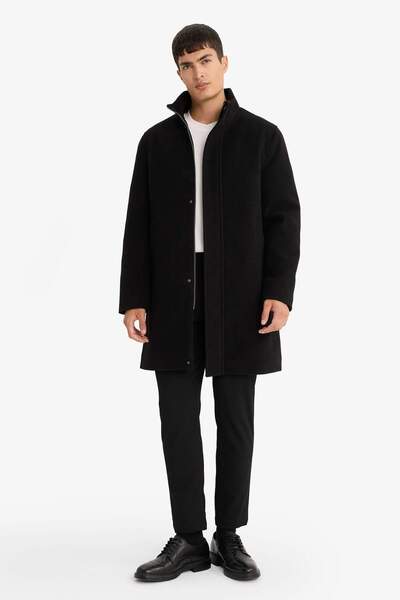 DeFacto Regular Fit Mock Neck Pocket Zippered Lined Cashmere Parka F0752Ax25Wn