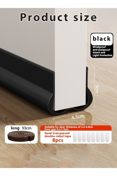 Generic 1Pc Door Draft Stopper 93CM Weather Stripping Door Seal PVC Seal Strip Seal Blocker (Black)