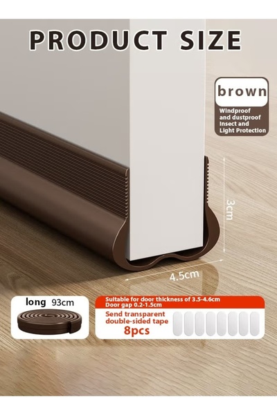 Generic 1Pc Door Draft Stopper 93CM Weather Stripping Door Seal PVC Seal Strip Seal Blocker (Brown)