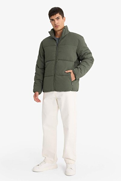 DeFacto Regular Fit ψηλός λαιμός Φόδρα με φερμουάρ Τσέπες Χειμερινό παλτό F0418AX25WN