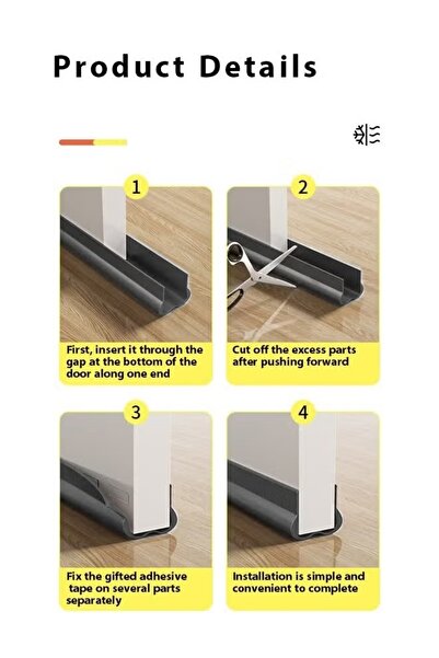 Generic 1Pc Door Draft Stopper 93CM Weather Stripping Door Seal PVC Seal Strip Seal Blocker (Grey)