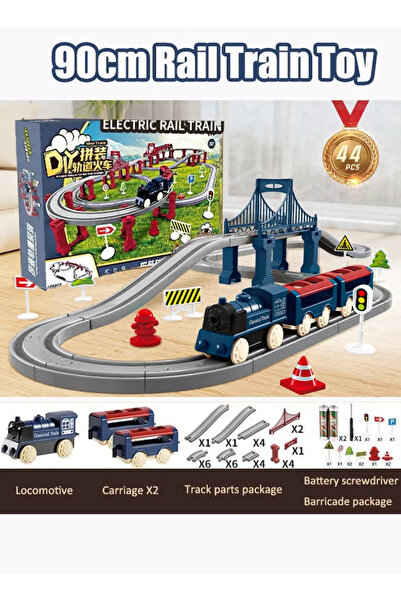 Generic لعبة قطار كهربائي 90 سم، نموذج قطار، هدية عيد ميلاد للأولاد، أزرق