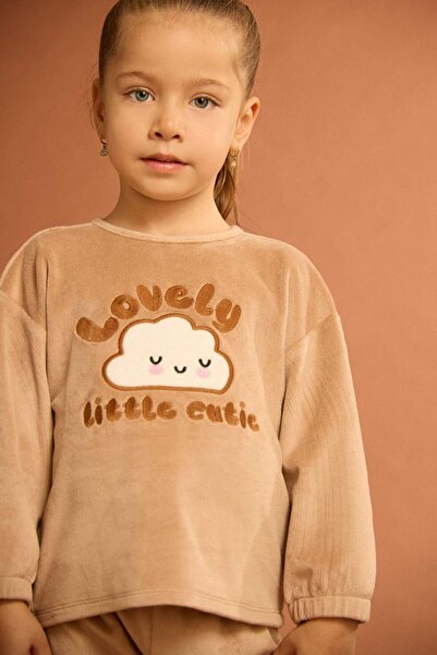 DeFacto Baby Girl Pajama Set Bulut Printed Long Sleeve Welsoft Plush Top Long Bottom G1527A525Wn