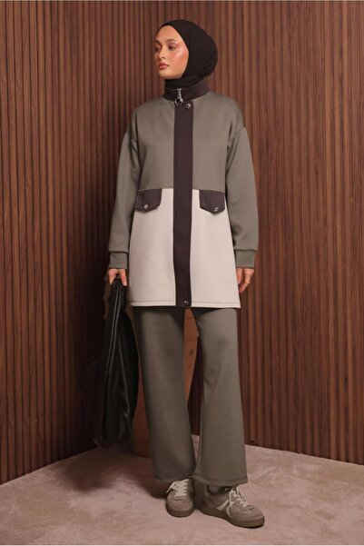 TRENDTESETTÜR Women's Brown (Soil) Pants with Scuba Knitted Suit t 3435