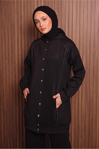 TRENDTESETTÜR Women's Black Pants K Hooded Set t 3935