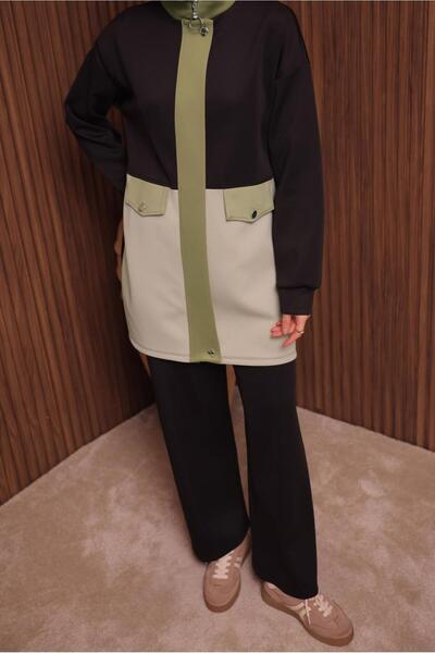 TRENDTESETTÜR Women's Black Pants and Scuba Knitted Suit t 3435