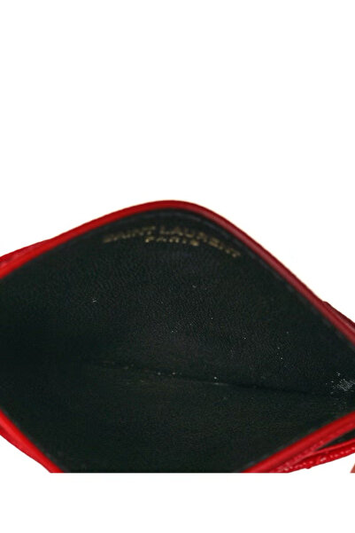 Yves Saint Laurent (YSL) Red Chevron Quilted Leather Card Holder