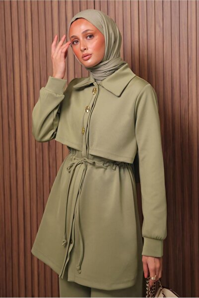 TRENDTESETTÜR Women's Green Pants and Scuba Knitted Suit t 5235