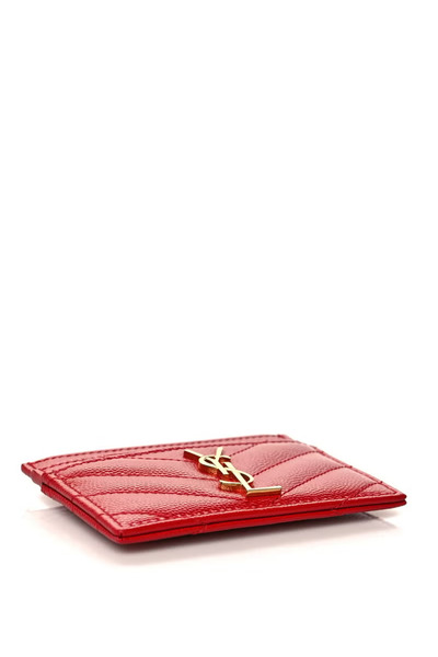 Yves Saint Laurent (YSL) Red Chevron Quilted Leather Card Holder