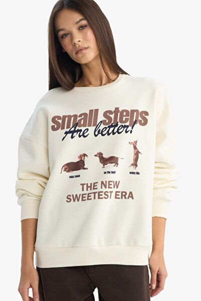 DeFacto Coool Oversized Wide Fit Crew Neck Printed Sweatshirt G3886Ax25Wn