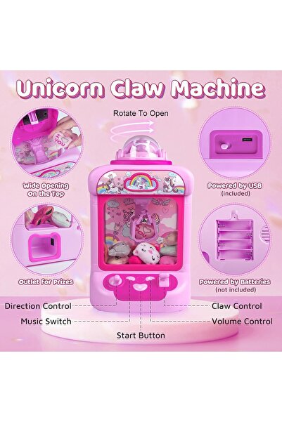 Unicorn Na Unicorn Claw Machine for Kids — Mini Vending Candy Grabber with Sound & 20 Plush Toys