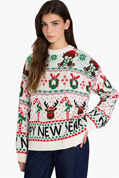 DeFacto Christmas Themed Regular Fit Crew Neck Sweater F4384Ax25Cw