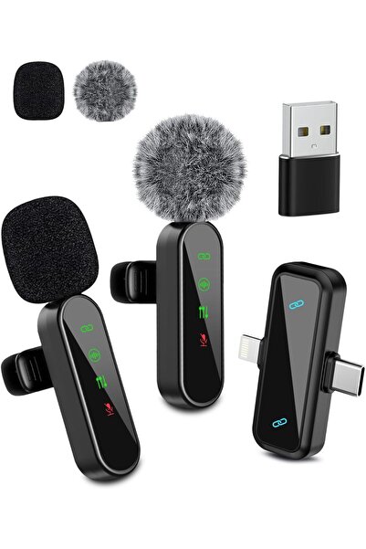 genernic 2 in 1 Wireless Lavalier 2 pack Mic for iPhone Android Receiver Noise Reduction Clip Vlogging Mic