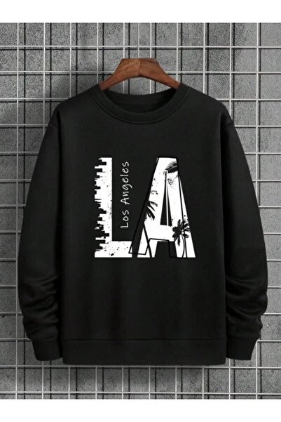 RASCHA Ανδρικό φούτερ με λαιμόκοψη σε μαύρο χρώμα