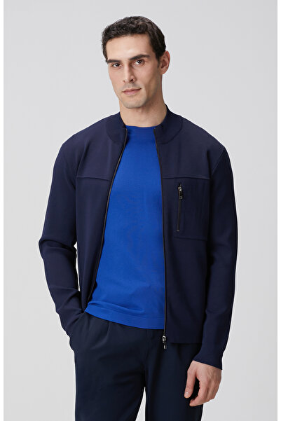 Network Lacivert Cep Detaylı Triko Mont