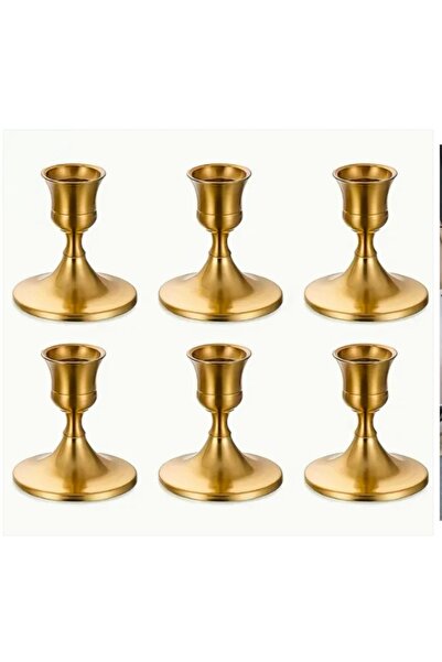 Eybacandle Dekoratif şamdan metal mumluk 3 lü ürün altın rengi