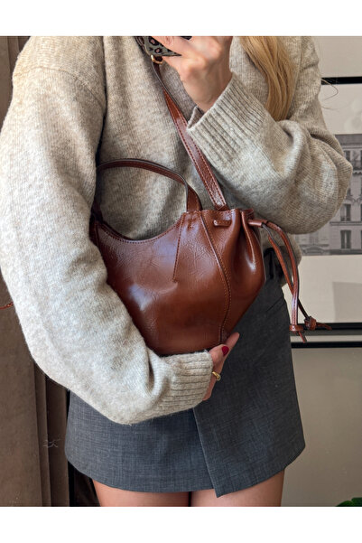 mèche atelier since 2024 Jenny Kadın Deri El ve Omuz Çantası Taba