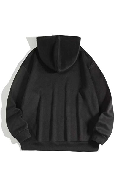 ORLONTEX Unisex Black New York Printed Hooded Oversize Sweatshirt