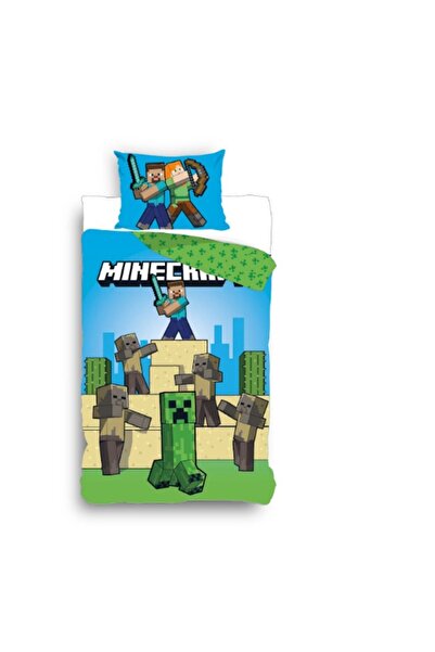 BabiesStore Bed linen set, 100% cotton, 2 pieces, 140x200 cm, 65x65 cm, multicolor, Minecraft