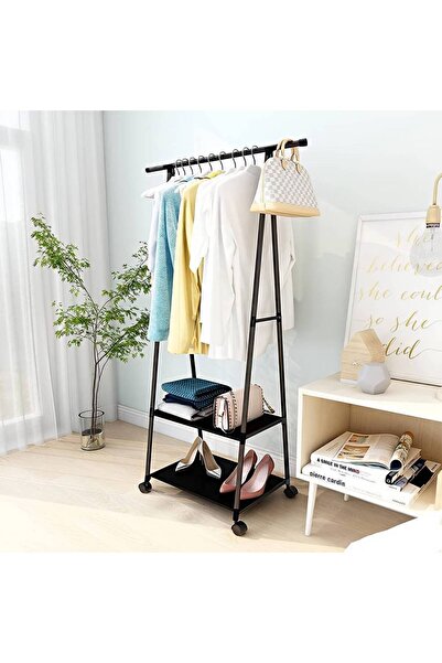 Miskat Trading منظم ملابس على شكل شماعة أرضية للاستخدام الخارجي/الشرفة مع عجل...