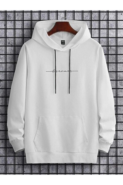 RASCHA Hanorac oversize cu glugă cu imprimeu alb unisex