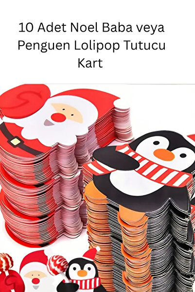 Josellini 10 Adet Noel Figürlü Şeker Kartı – Penguen, Kardan Adam – Yılbaşı H...