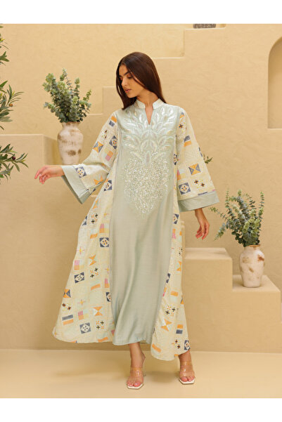 IKKXA Luxury Geometric Details Sequin Front Jalabiya