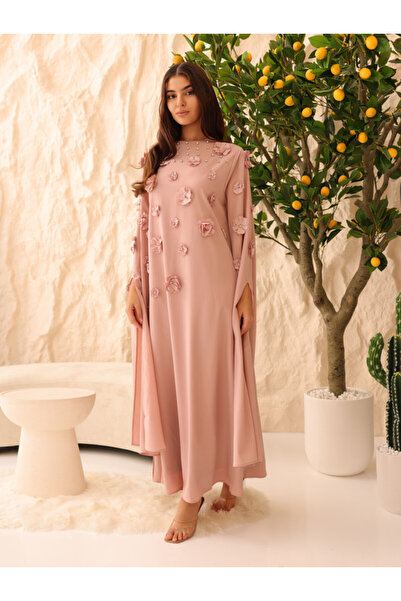 IKKXA Elegant Jalabiya 3D flowers Crystal Details Royal Sleeves