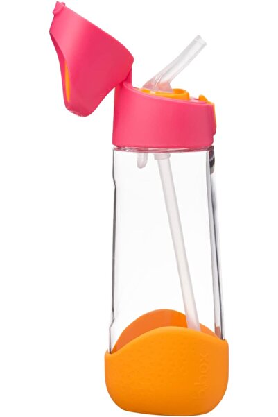 b.box Tritan Triangle Drink Bottle with Silicone Straw (Strawberry Shake, 600ml)