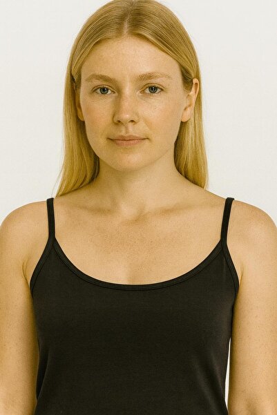 Jewia 434 Black Strapped Lycra Cotton Tank Top