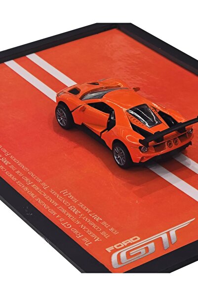 Aspire Books Ford GT Die-Cast Model Car with 3D Display Frame - Orange & Black